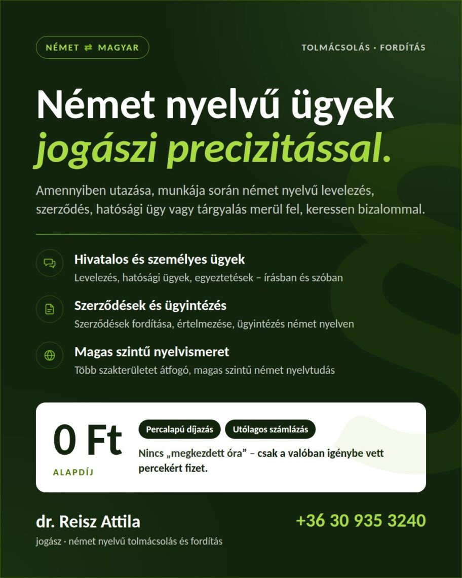 Német nyelvű tolmácsolás és ügyintézés – jogi szakértelemmel